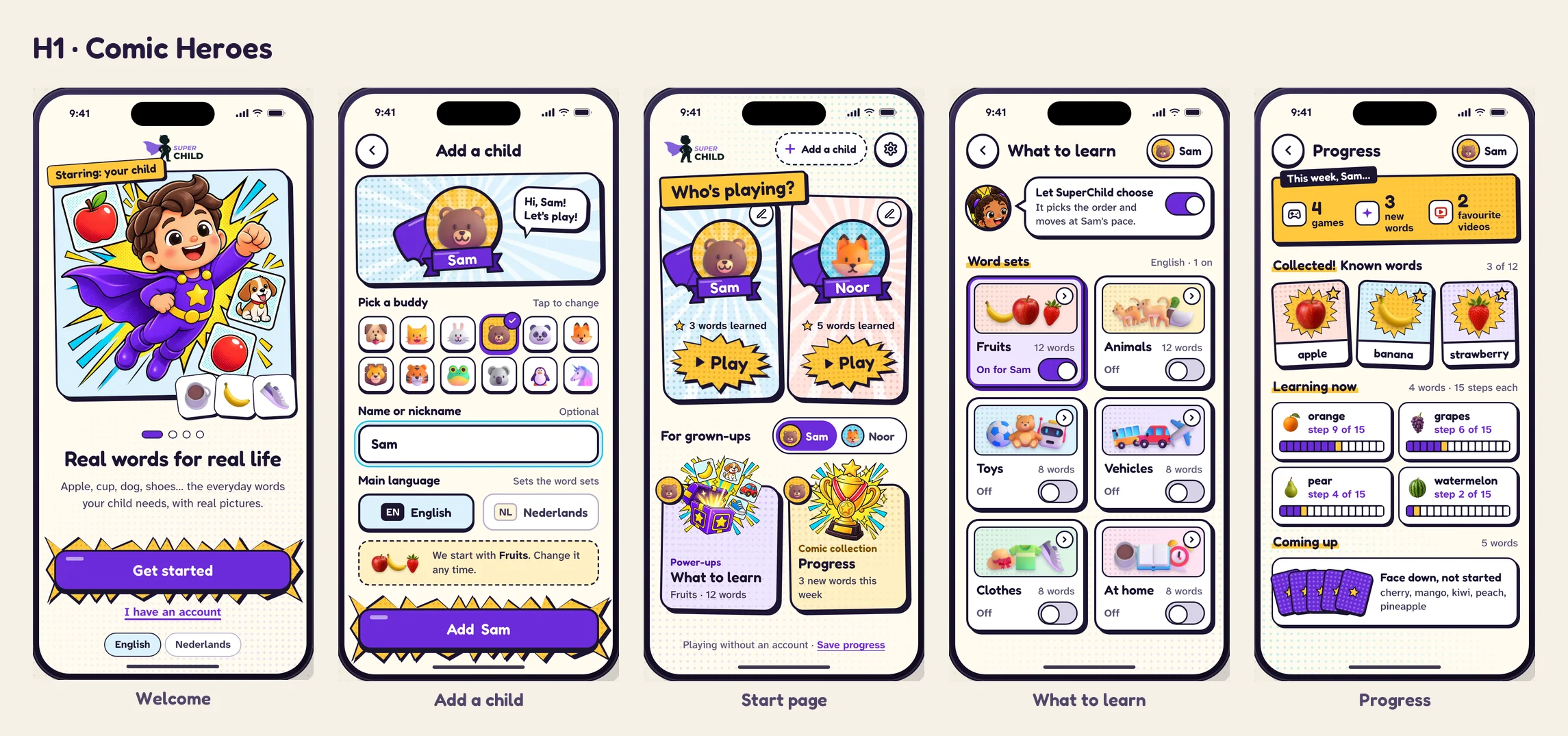 Comic Heroes screens